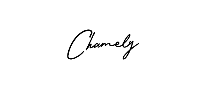 How to make Chamely name signature. Use AmerikaSignatureDemo-Regular style for creating short signs online. This is the latest handwritten sign. Chamely signature style 3 images and pictures png