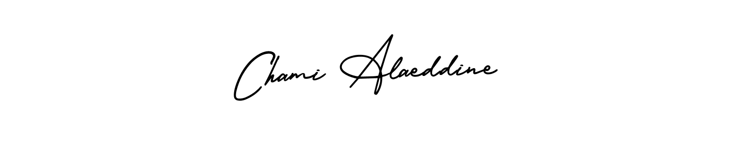 if you are searching for the best signature style for your name Chami Alaeddine. so please give up your signature search. here we have designed multiple signature styles  using AmerikaSignatureDemo-Regular. Chami Alaeddine signature style 3 images and pictures png