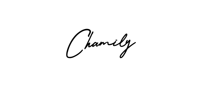 Chamily stylish signature style. Best Handwritten Sign (AmerikaSignatureDemo-Regular) for my name. Handwritten Signature Collection Ideas for my name Chamily. Chamily signature style 3 images and pictures png
