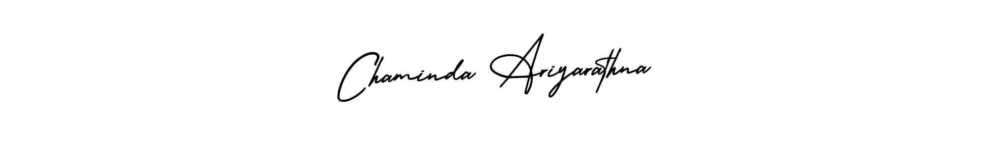 The best way (AmerikaSignatureDemo-Regular) to make a short signature is to pick only two or three words in your name. The name Chaminda Ariyarathna include a total of six letters. For converting this name. Chaminda Ariyarathna signature style 3 images and pictures png