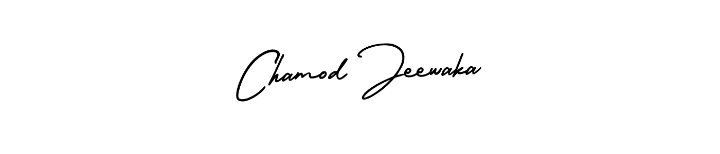 You should practise on your own different ways (AmerikaSignatureDemo-Regular) to write your name (Chamod Jeewaka) in signature. don't let someone else do it for you. Chamod Jeewaka signature style 3 images and pictures png