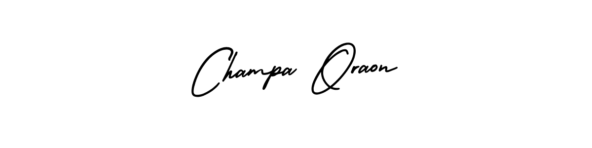 You should practise on your own different ways (AmerikaSignatureDemo-Regular) to write your name (Champa Oraon) in signature. don't let someone else do it for you. Champa Oraon signature style 3 images and pictures png