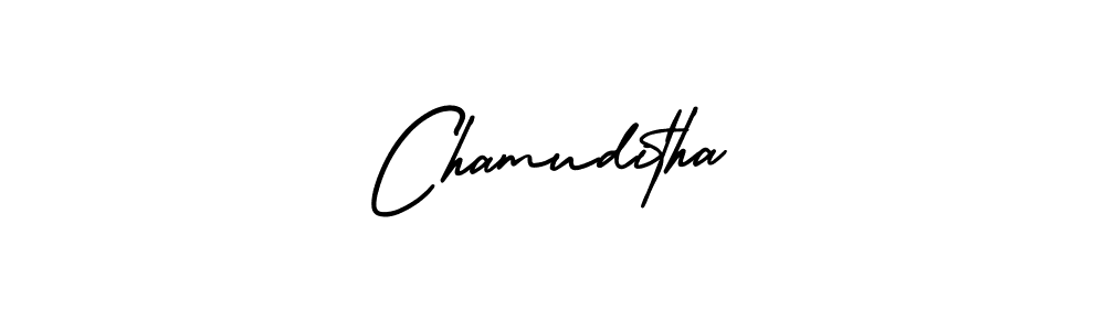 How to make Chamuditha name signature. Use AmerikaSignatureDemo-Regular style for creating short signs online. This is the latest handwritten sign. Chamuditha signature style 3 images and pictures png