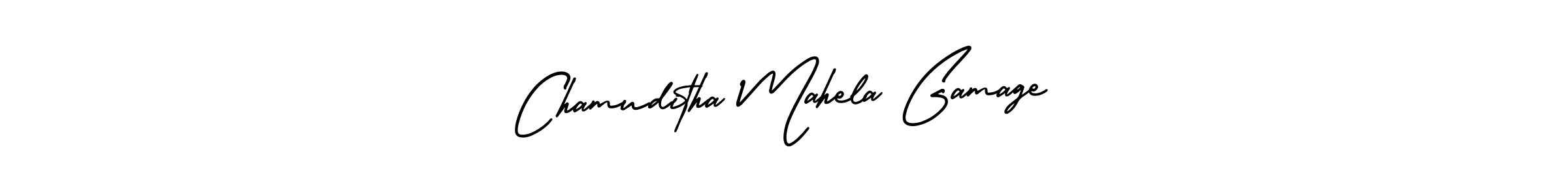 How to make Chamuditha Mahela Gamage name signature. Use AmerikaSignatureDemo-Regular style for creating short signs online. This is the latest handwritten sign. Chamuditha Mahela Gamage signature style 3 images and pictures png