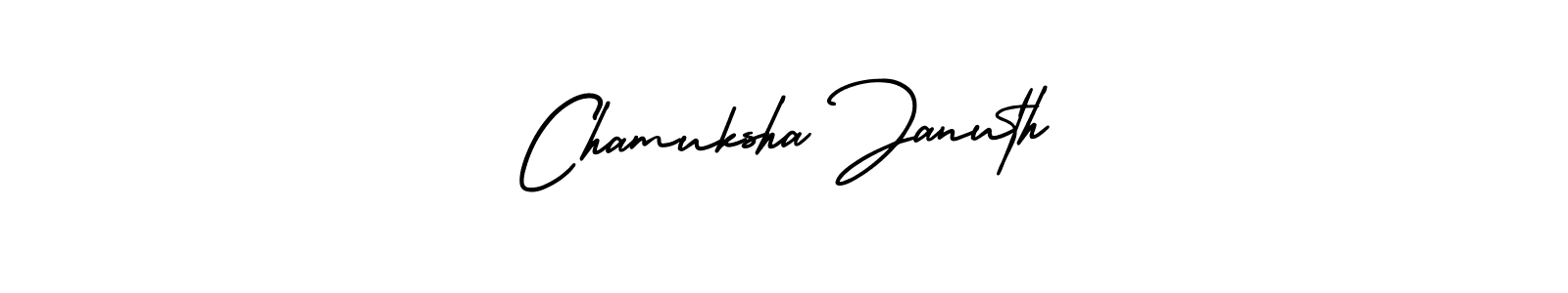 This is the best signature style for the Chamuksha Januth name. Also you like these signature font (AmerikaSignatureDemo-Regular). Mix name signature. Chamuksha Januth signature style 3 images and pictures png
