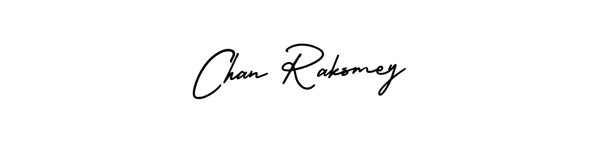 The best way (AmerikaSignatureDemo-Regular) to make a short signature is to pick only two or three words in your name. The name Chan Raksmey include a total of six letters. For converting this name. Chan Raksmey signature style 3 images and pictures png