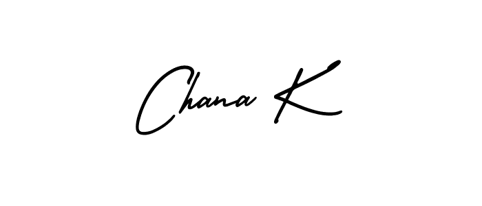 Use a signature maker to create a handwritten signature online. With this signature software, you can design (AmerikaSignatureDemo-Regular) your own signature for name Chana K. Chana K signature style 3 images and pictures png