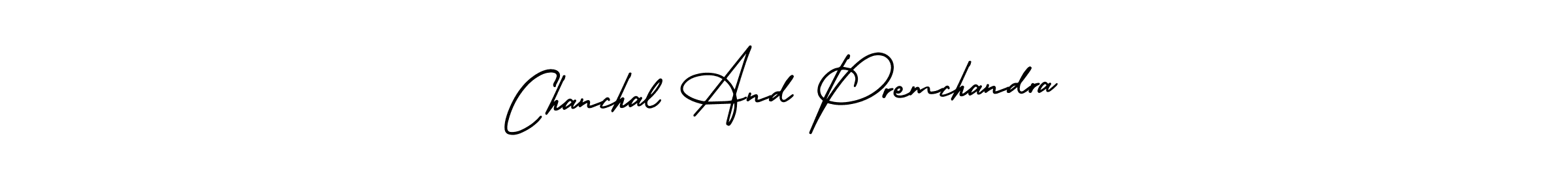You should practise on your own different ways (AmerikaSignatureDemo-Regular) to write your name (Chanchal And Premchandra) in signature. don't let someone else do it for you. Chanchal And Premchandra signature style 3 images and pictures png