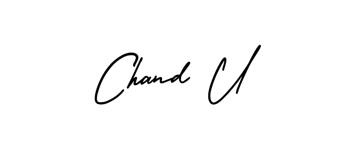 Use a signature maker to create a handwritten signature online. With this signature software, you can design (AmerikaSignatureDemo-Regular) your own signature for name Chand U. Chand U signature style 3 images and pictures png