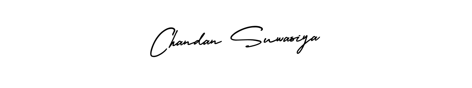 You should practise on your own different ways (AmerikaSignatureDemo-Regular) to write your name (Chandan Suwasiya) in signature. don't let someone else do it for you. Chandan Suwasiya signature style 3 images and pictures png