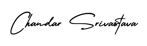 A stylish, flowing autograph style designed for name Chandar Srivastava using AmerikaSignatureDemo-Regular typography. Perfect for digital creative projects. Chandar Srivastava signature style 3 images and pictures png