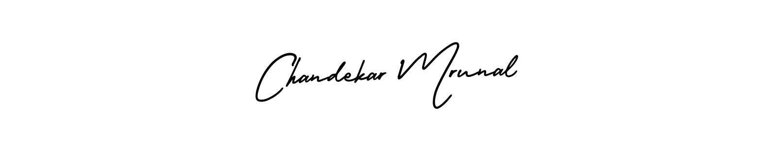 You should practise on your own different ways (AmerikaSignatureDemo-Regular) to write your name (Chandekar Mrunal) in signature. don't let someone else do it for you. Chandekar Mrunal signature style 3 images and pictures png