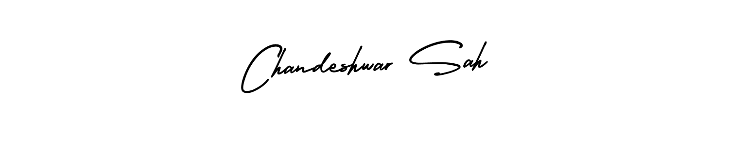 The best way (AmerikaSignatureDemo-Regular) to make a short signature is to pick only two or three words in your name. The name Chandeshwar Sah include a total of six letters. For converting this name. Chandeshwar Sah signature style 3 images and pictures png