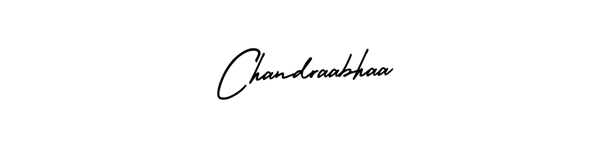 The best way (AmerikaSignatureDemo-Regular) to make a short signature is to pick only two or three words in your name. The name Chandraabhaa include a total of six letters. For converting this name. Chandraabhaa signature style 3 images and pictures png