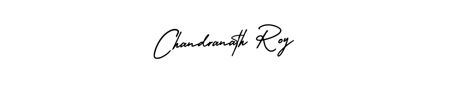 You should practise on your own different ways (AmerikaSignatureDemo-Regular) to write your name (Chandranath Roy) in signature. don't let someone else do it for you. Chandranath Roy signature style 3 images and pictures png