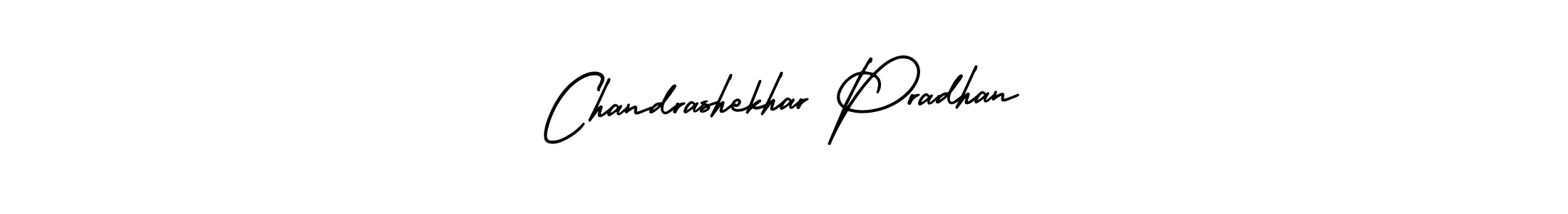 You should practise on your own different ways (AmerikaSignatureDemo-Regular) to write your name (Chandrashekhar Pradhan) in signature. don't let someone else do it for you. Chandrashekhar Pradhan signature style 3 images and pictures png