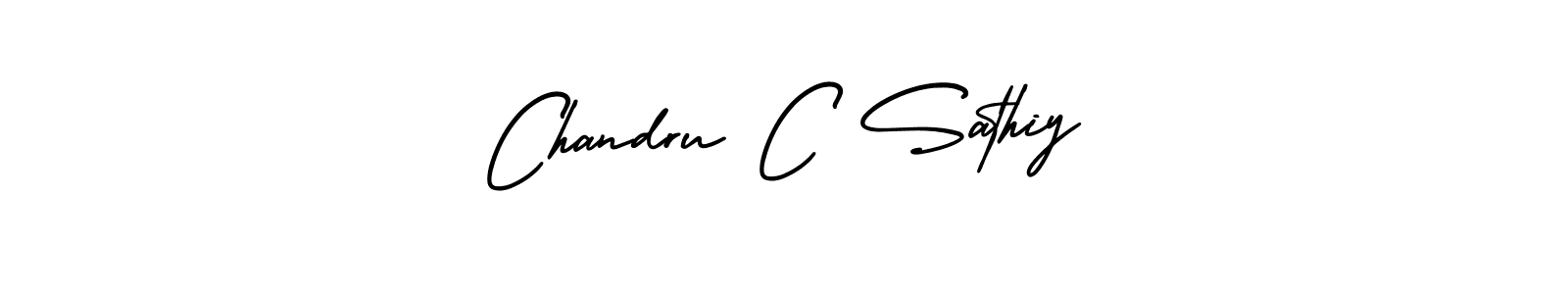 The best way (AmerikaSignatureDemo-Regular) to make a short signature is to pick only two or three words in your name. The name Chandru C Sathiy include a total of six letters. For converting this name. Chandru C Sathiy signature style 3 images and pictures png