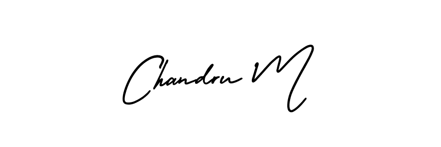 You should practise on your own different ways (AmerikaSignatureDemo-Regular) to write your name (Chandru M) in signature. don't let someone else do it for you. Chandru M signature style 3 images and pictures png
