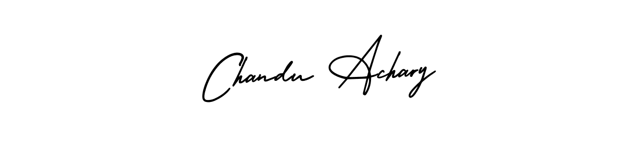 You should practise on your own different ways (AmerikaSignatureDemo-Regular) to write your name (Chandu Achary) in signature. don't let someone else do it for you. Chandu Achary signature style 3 images and pictures png