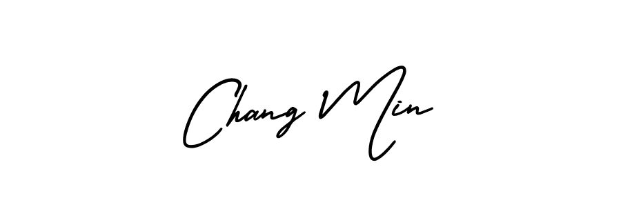 How to make Chang Min name signature. Use AmerikaSignatureDemo-Regular style for creating short signs online. This is the latest handwritten sign. Chang Min signature style 3 images and pictures png