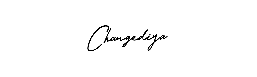 How to make Changediya name signature. Use AmerikaSignatureDemo-Regular style for creating short signs online. This is the latest handwritten sign. Changediya signature style 3 images and pictures png