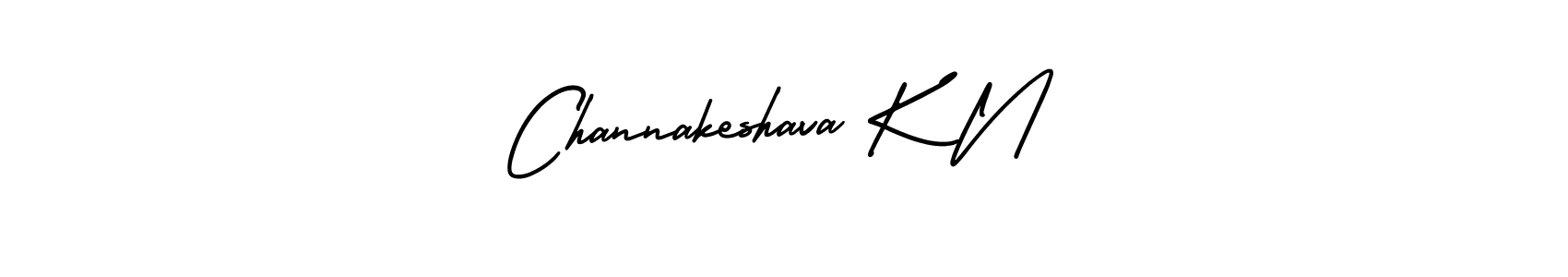 You should practise on your own different ways (AmerikaSignatureDemo-Regular) to write your name (Channakeshava K N) in signature. don't let someone else do it for you. Channakeshava K N signature style 3 images and pictures png