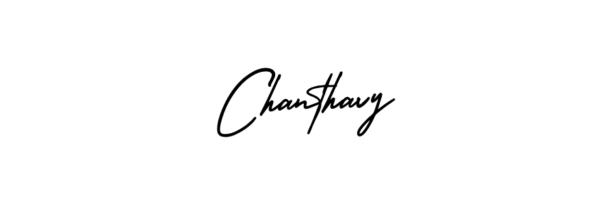 How to make Chanthavy name signature. Use AmerikaSignatureDemo-Regular style for creating short signs online. This is the latest handwritten sign. Chanthavy signature style 3 images and pictures png