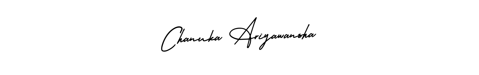 This is the best signature style for the Chanuka Ariyawansha name. Also you like these signature font (AmerikaSignatureDemo-Regular). Mix name signature. Chanuka Ariyawansha signature style 3 images and pictures png