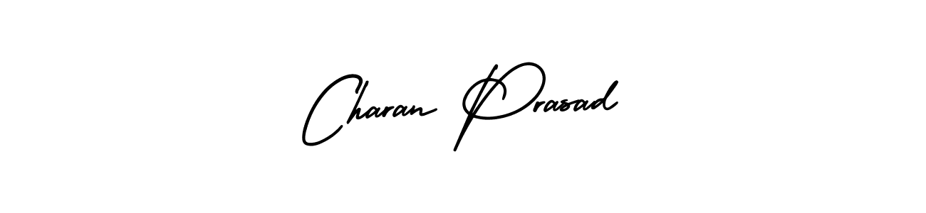 You should practise on your own different ways (AmerikaSignatureDemo-Regular) to write your name (Charan Prasad) in signature. don't let someone else do it for you. Charan Prasad signature style 3 images and pictures png