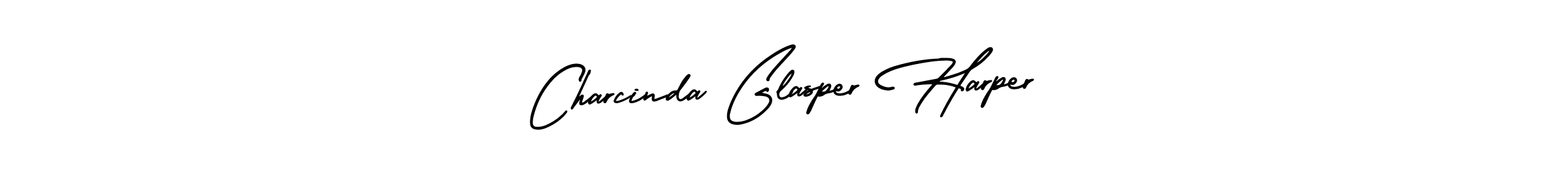 You should practise on your own different ways (AmerikaSignatureDemo-Regular) to write your name (Charcinda Glasper Harper) in signature. don't let someone else do it for you. Charcinda Glasper Harper signature style 3 images and pictures png