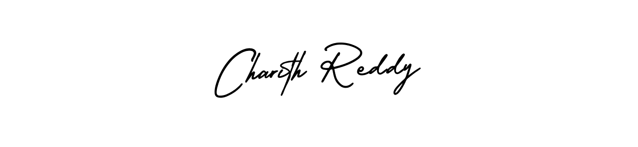 You should practise on your own different ways (AmerikaSignatureDemo-Regular) to write your name (Charith Reddy) in signature. don't let someone else do it for you. Charith Reddy signature style 3 images and pictures png