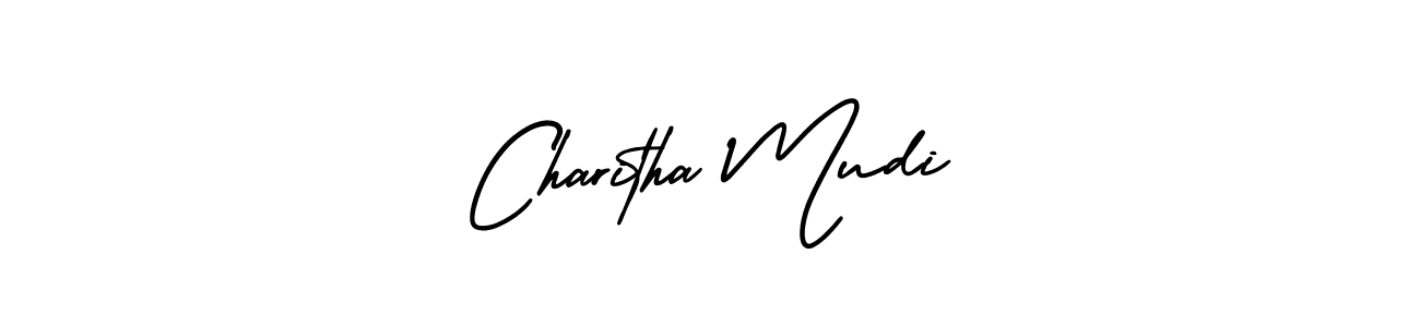 The best way (AmerikaSignatureDemo-Regular) to make a short signature is to pick only two or three words in your name. The name Charitha Mudi include a total of six letters. For converting this name. Charitha Mudi signature style 3 images and pictures png