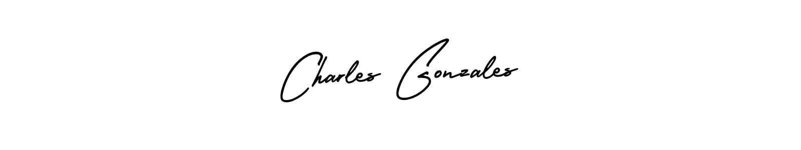 You should practise on your own different ways (AmerikaSignatureDemo-Regular) to write your name (Charles Gonzales) in signature. don't let someone else do it for you. Charles Gonzales signature style 3 images and pictures png