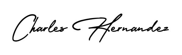 The AmerikaSignatureDemo-Regular handwriting style adds charm and authenticity to name Charles Hernandez. A wonderful choice for personal thank-you notes. Charles Hernandez signature style 3 images and pictures png