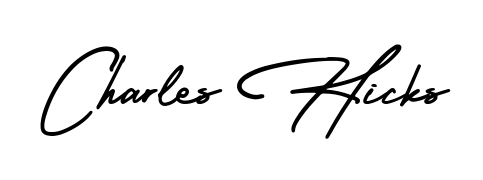 Try this chic Charles Hicks handwritten sign style. Using AmerikaSignatureDemo-Regular font elements, it gives your name a sleek, memorable identity. Charles Hicks signature style 3 images and pictures png