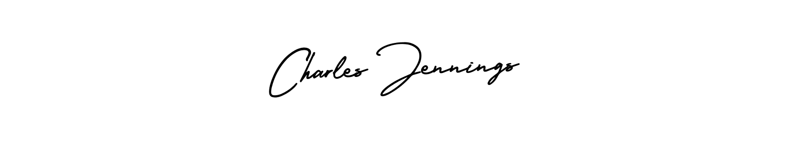 You should practise on your own different ways (AmerikaSignatureDemo-Regular) to write your name (Charles Jennings) in signature. don't let someone else do it for you. Charles Jennings signature style 3 images and pictures png