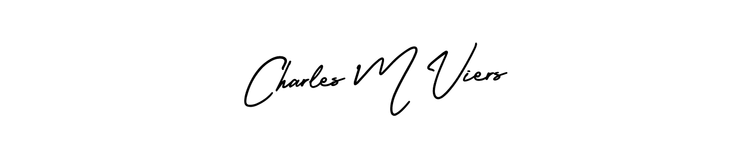 The best way (AmerikaSignatureDemo-Regular) to make a short signature is to pick only two or three words in your name. The name Charles M Viers include a total of six letters. For converting this name. Charles M Viers signature style 3 images and pictures png