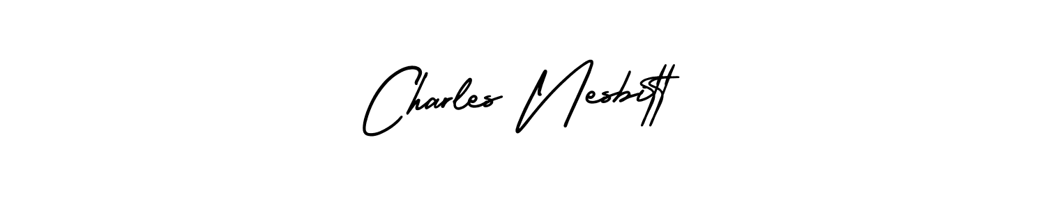 The best way (AmerikaSignatureDemo-Regular) to make a short signature is to pick only two or three words in your name. The name Charles Nesbitt include a total of six letters. For converting this name. Charles Nesbitt signature style 3 images and pictures png