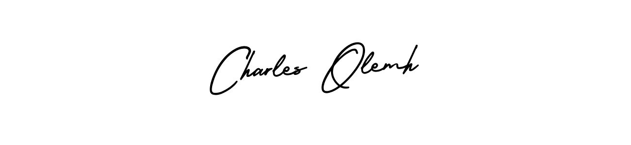 You should practise on your own different ways (AmerikaSignatureDemo-Regular) to write your name (Charles Olemh) in signature. don't let someone else do it for you. Charles Olemh signature style 3 images and pictures png