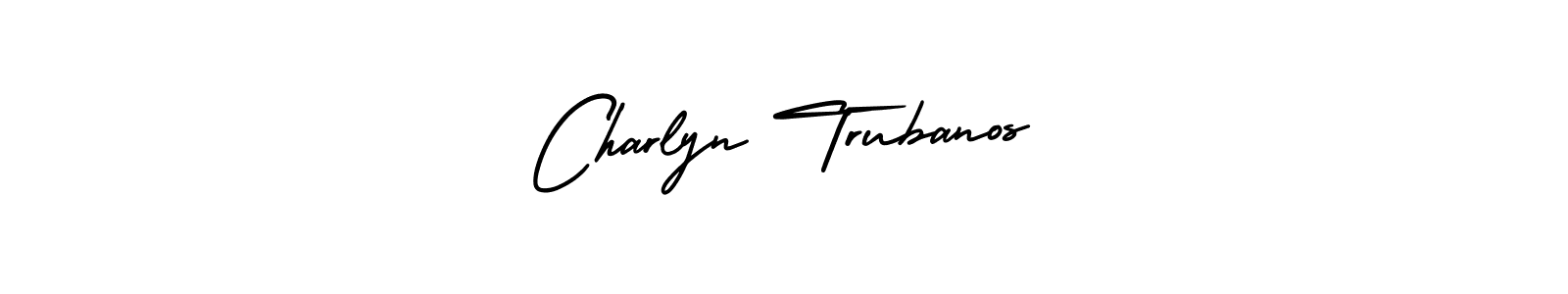 You should practise on your own different ways (AmerikaSignatureDemo-Regular) to write your name (Charlyn Trubanos) in signature. don't let someone else do it for you. Charlyn Trubanos signature style 3 images and pictures png