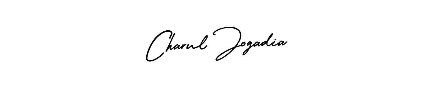 The best way (AmerikaSignatureDemo-Regular) to make a short signature is to pick only two or three words in your name. The name Charul Jogadia include a total of six letters. For converting this name. Charul Jogadia signature style 3 images and pictures png