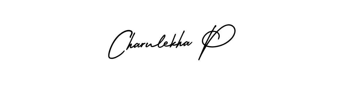 How to make Charulekha P name signature. Use AmerikaSignatureDemo-Regular style for creating short signs online. This is the latest handwritten sign. Charulekha P signature style 3 images and pictures png