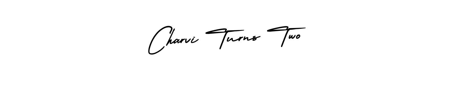 This is the best signature style for the Charvi Turns Two name. Also you like these signature font (AmerikaSignatureDemo-Regular). Mix name signature. Charvi Turns Two signature style 3 images and pictures png