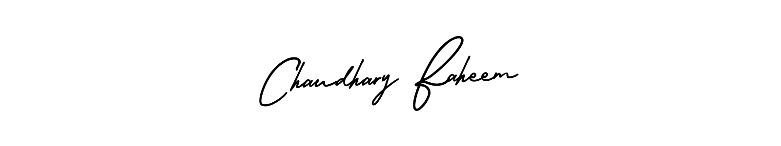 The best way (AmerikaSignatureDemo-Regular) to make a short signature is to pick only two or three words in your name. The name Chaudhary Faheem include a total of six letters. For converting this name. Chaudhary Faheem signature style 3 images and pictures png