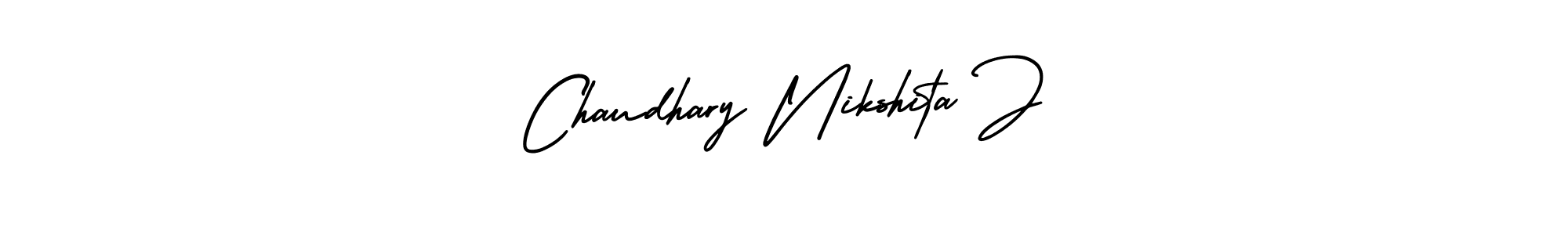 Chaudhary Nikshita J stylish signature style. Best Handwritten Sign (AmerikaSignatureDemo-Regular) for my name. Handwritten Signature Collection Ideas for my name Chaudhary Nikshita J. Chaudhary Nikshita J signature style 3 images and pictures png