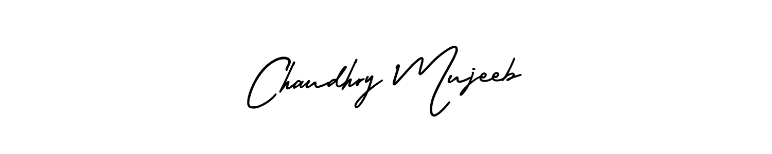 This is the best signature style for the Chaudhry Mujeeb name. Also you like these signature font (AmerikaSignatureDemo-Regular). Mix name signature. Chaudhry Mujeeb signature style 3 images and pictures png