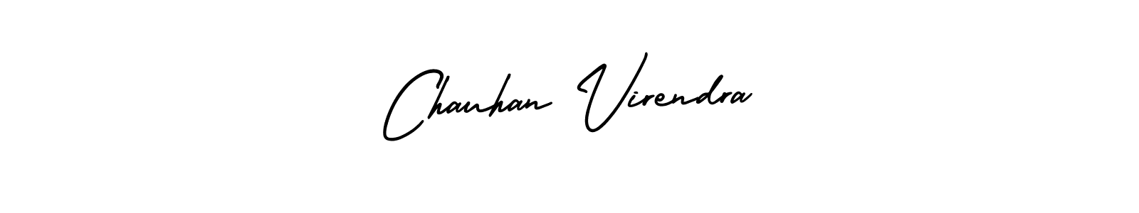 The best way (AmerikaSignatureDemo-Regular) to make a short signature is to pick only two or three words in your name. The name Chauhan Virendra include a total of six letters. For converting this name. Chauhan Virendra signature style 3 images and pictures png