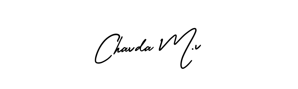 if you are searching for the best signature style for your name Chavda M.v. so please give up your signature search. here we have designed multiple signature styles  using AmerikaSignatureDemo-Regular. Chavda M.v signature style 3 images and pictures png