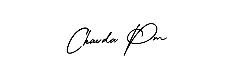 You should practise on your own different ways (AmerikaSignatureDemo-Regular) to write your name (Chavda Pm) in signature. don't let someone else do it for you. Chavda Pm signature style 3 images and pictures png