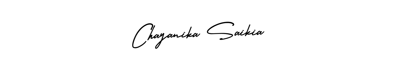 The best way (AmerikaSignatureDemo-Regular) to make a short signature is to pick only two or three words in your name. The name Chayanika Saikia include a total of six letters. For converting this name. Chayanika Saikia signature style 3 images and pictures png